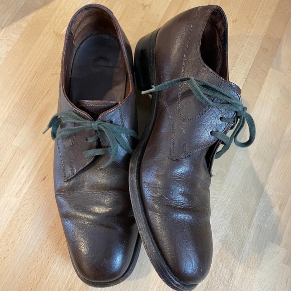 Vintage Florsheim Brown Pebbled Leather Oxfords - Picture 1 of 9